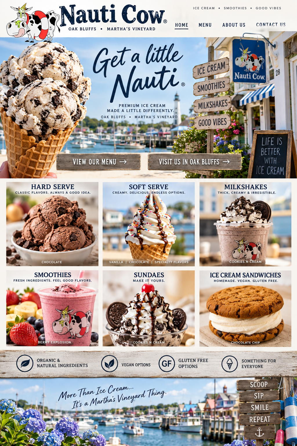 Home page design for Nauti Cow